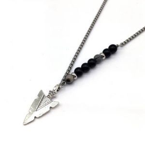 Mens Arrowhead Pendant Silver Tone Metal